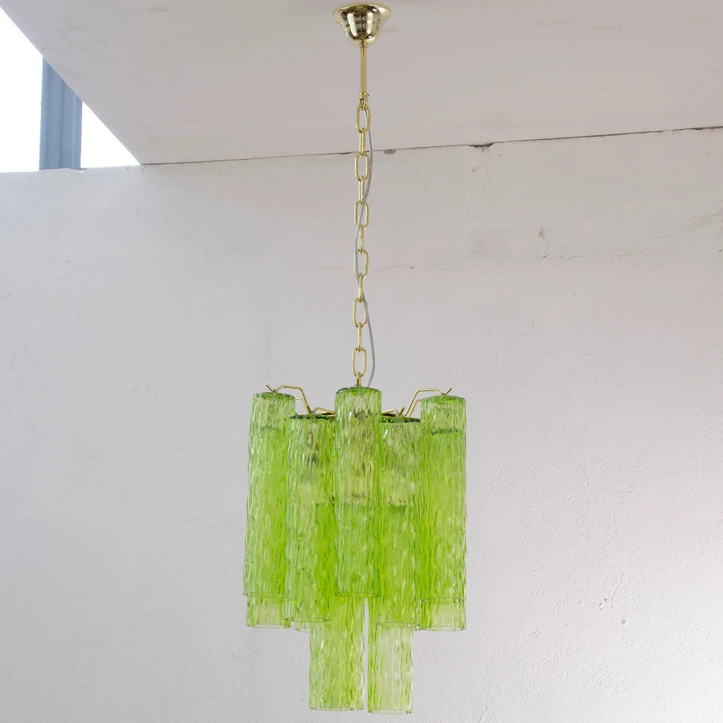 Murano Apple Green Tubes Chandelier Ø40