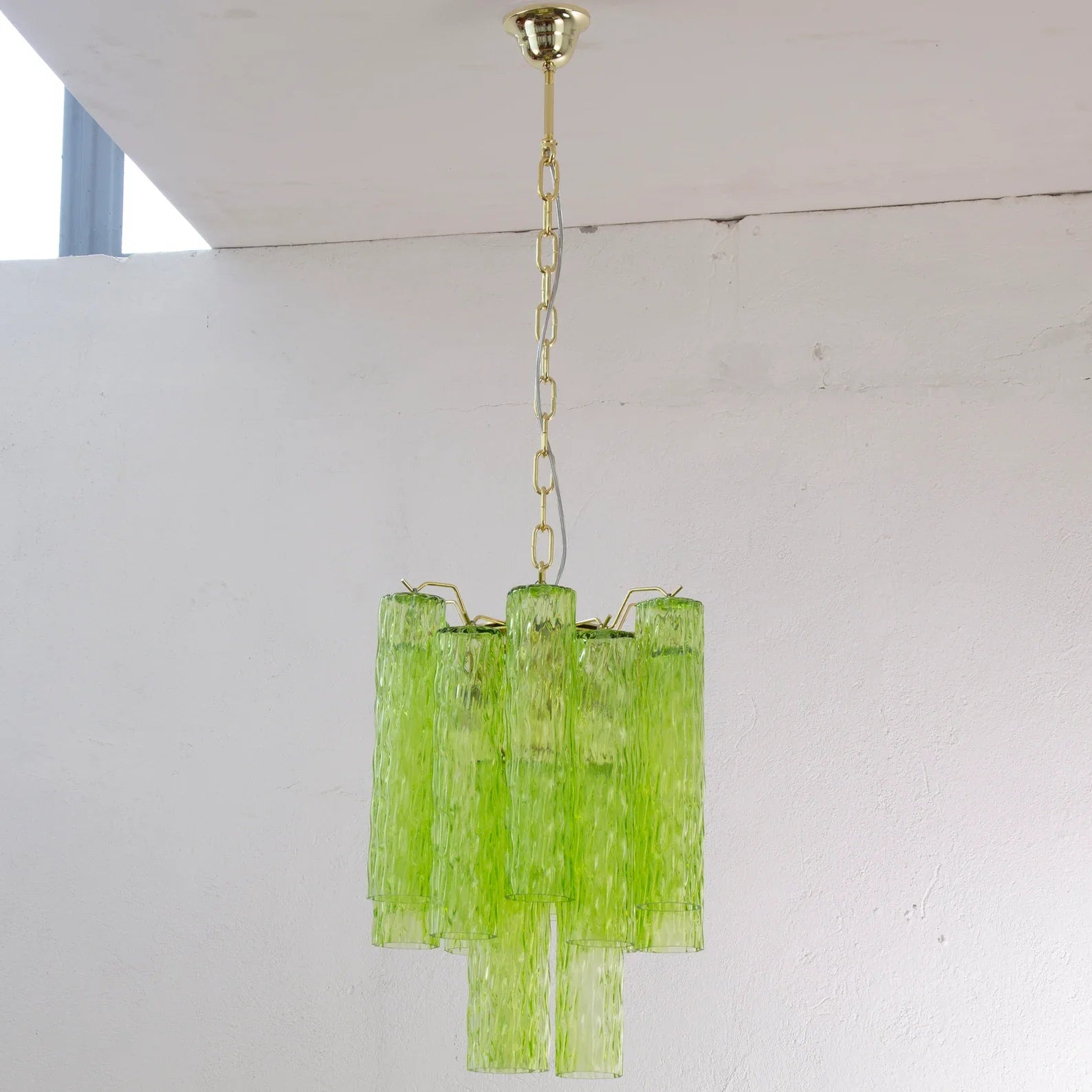 Murano Apple Green Tubes Chandelier Ø40