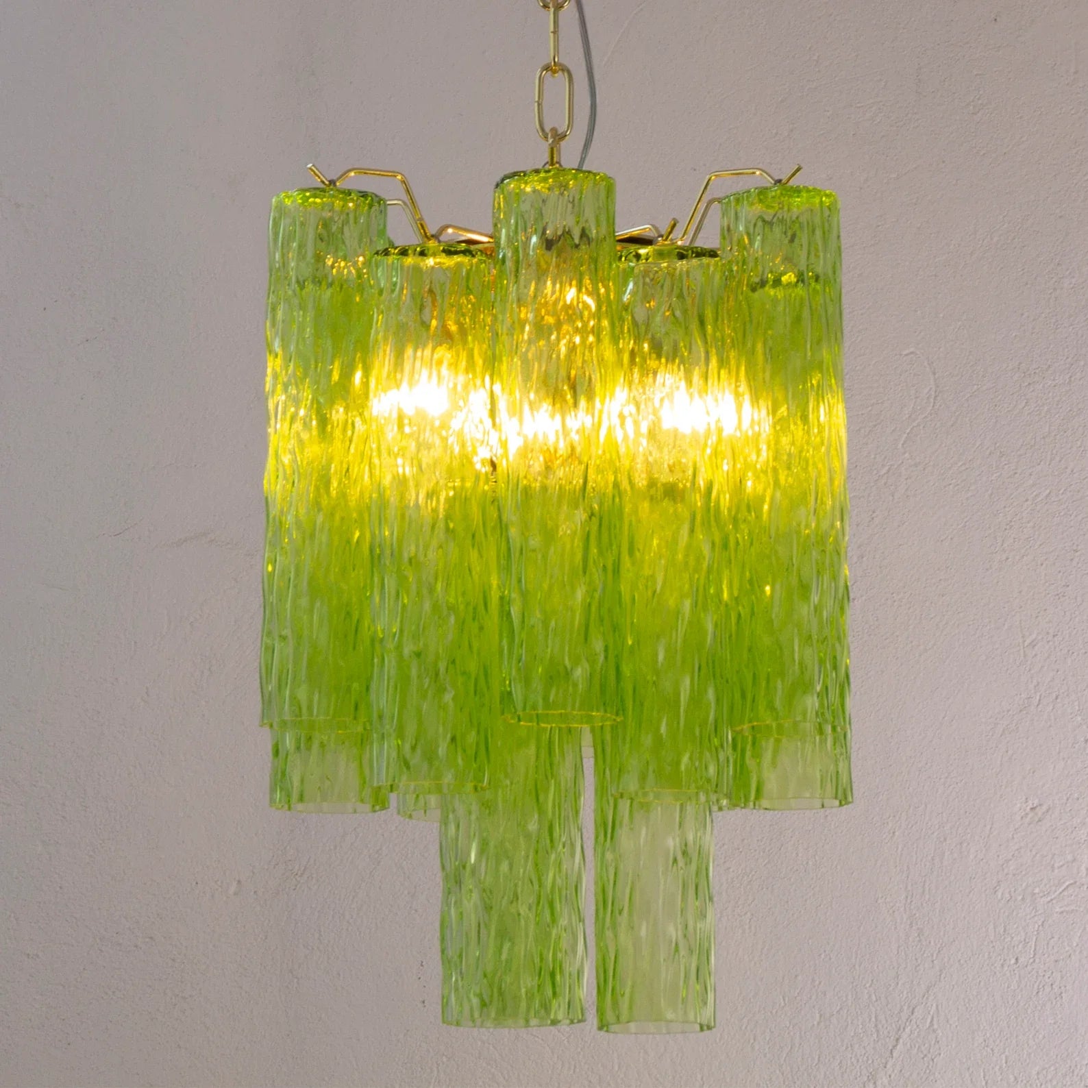 Murano Apple Green Tubes Chandelier Ø40