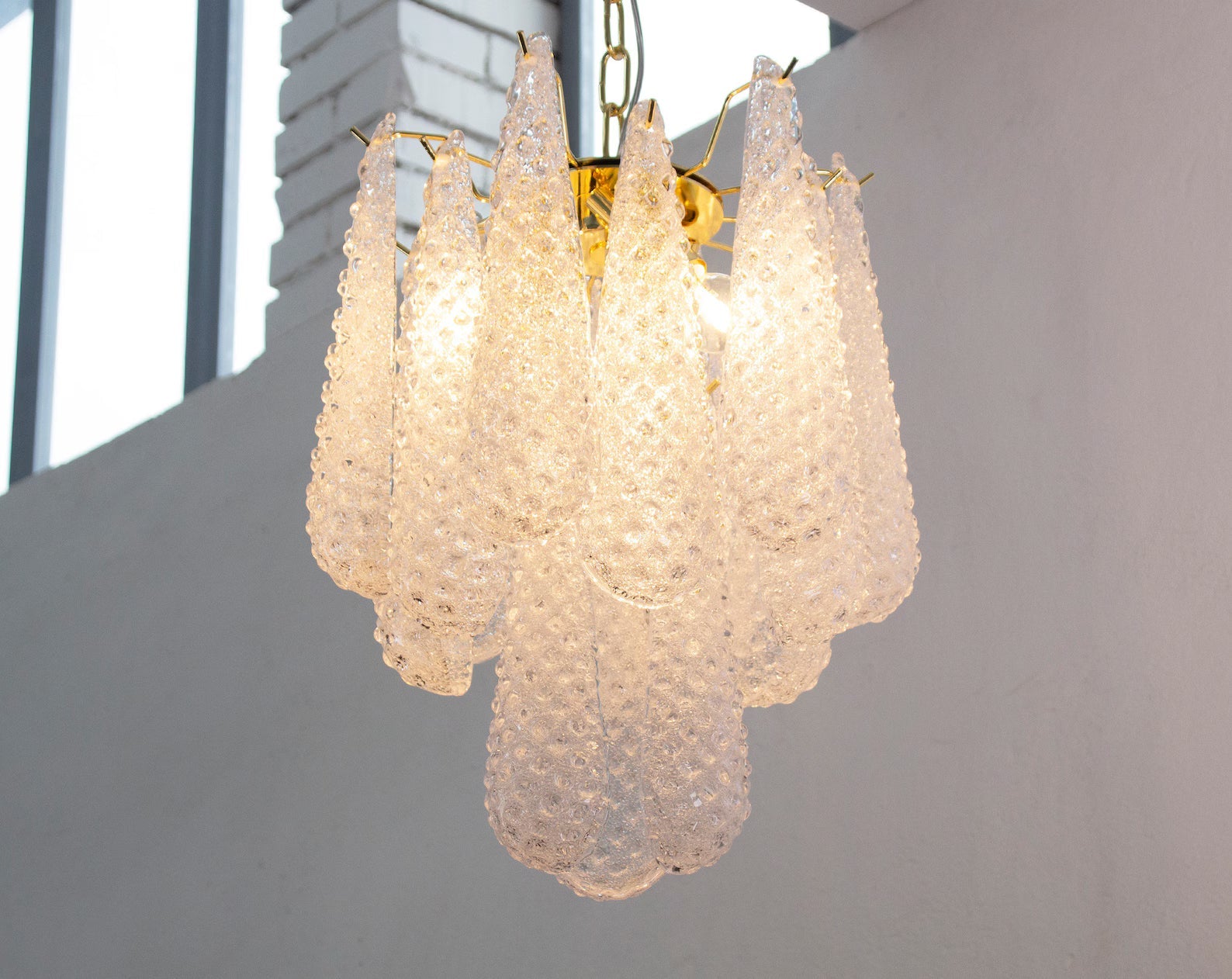 Murano Clear Drop Chandelier Ø36 – 15 Drops
