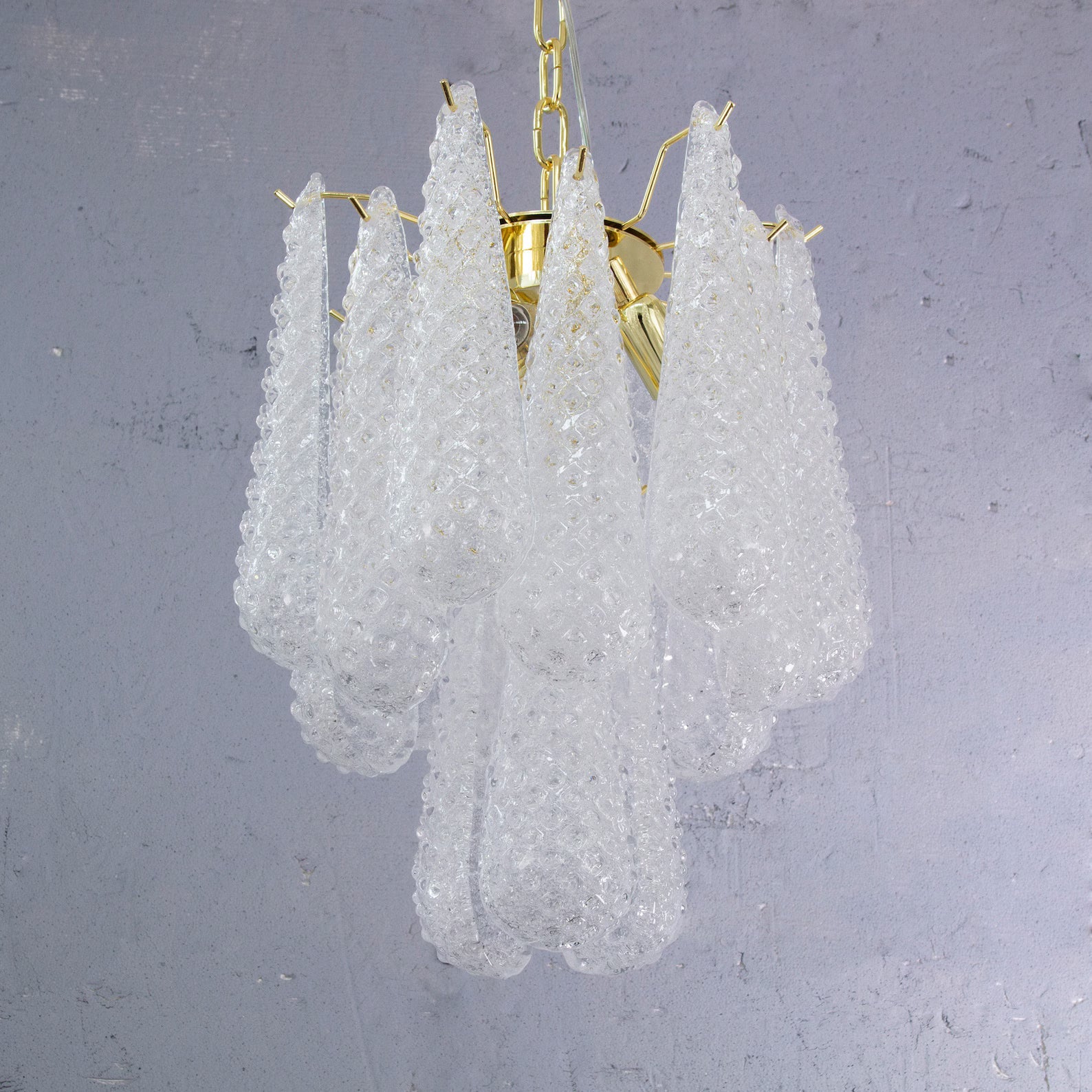 Murano Clear Drop Chandelier Ø36 – 15 Drops