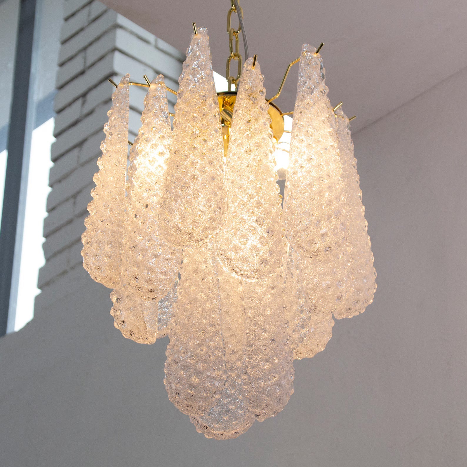 Murano Clear Drop Chandelier Ø36 – 15 Drops