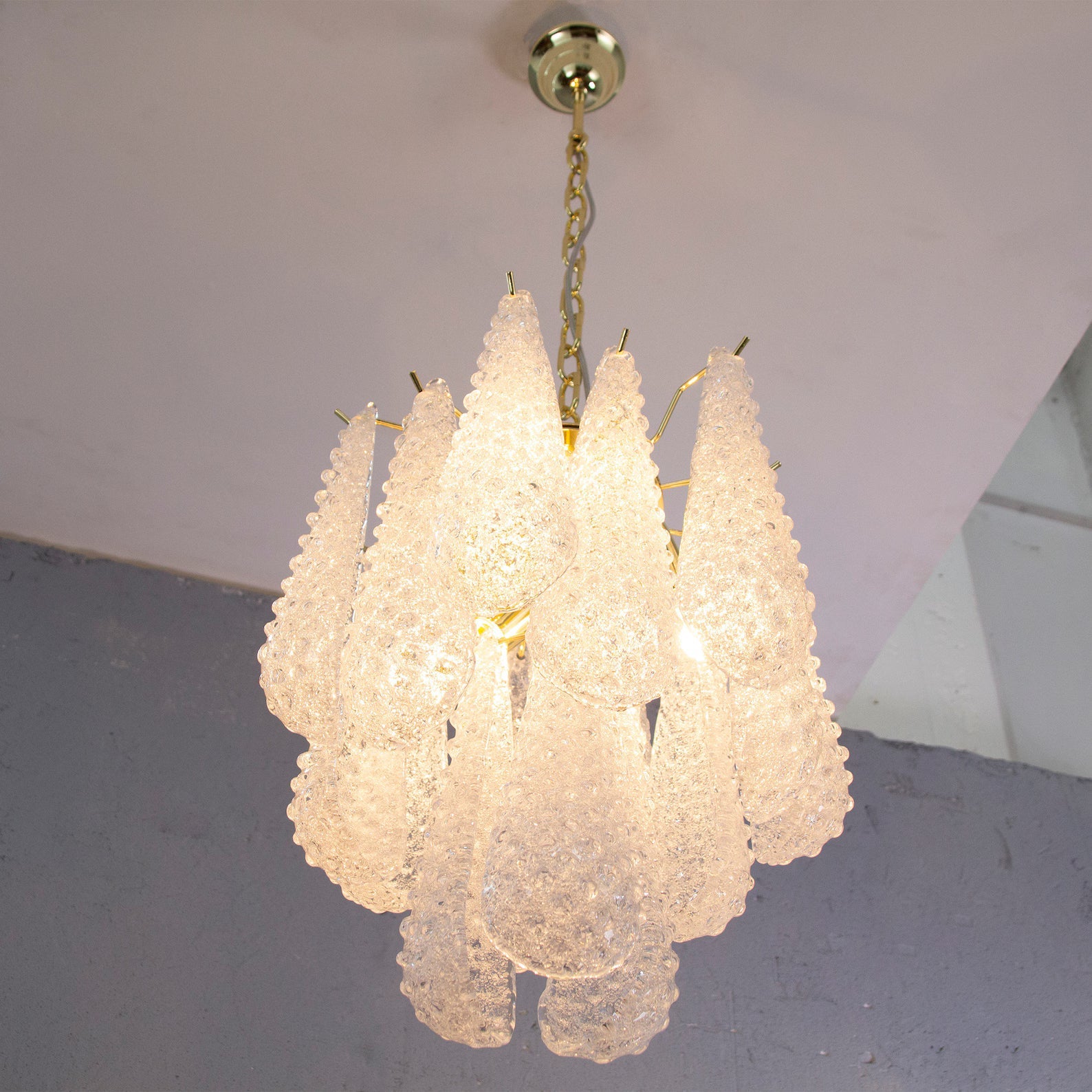 Murano Clear Drop Chandelier Ø36 – 15 Drops