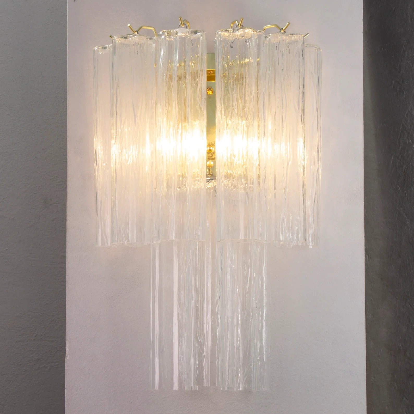 Murano Clear Tronchi Wall Sconces – Set of 2