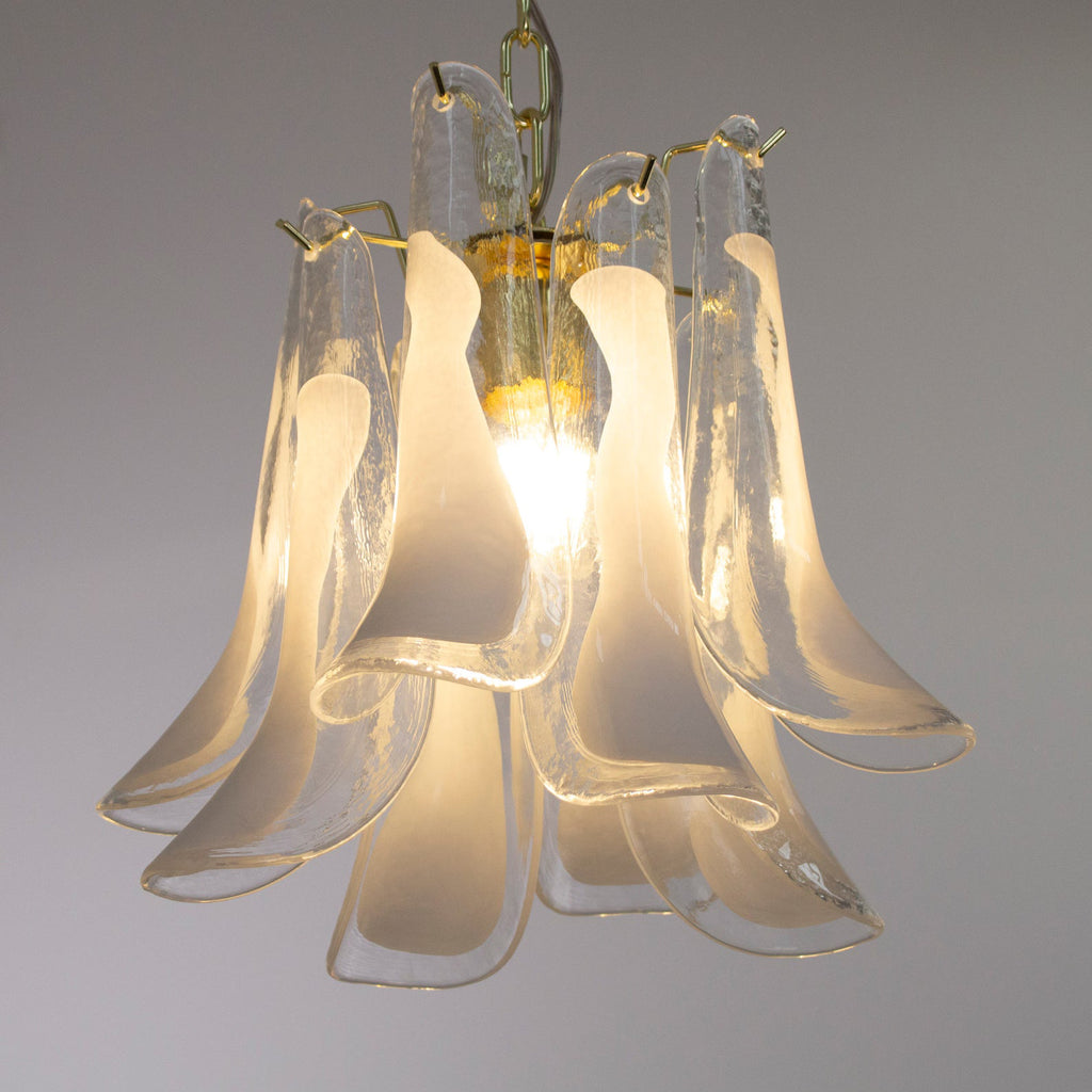 Murano Petali Chandelier Ø33 – Crystal & White Glass