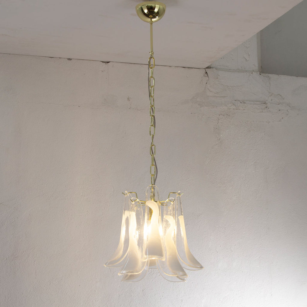 Murano Petali Chandelier Ø33 – Crystal & White Glass