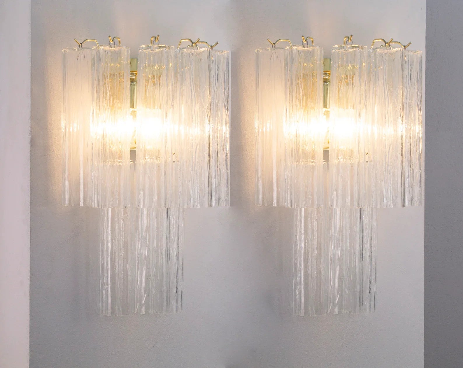 Murano Clear Tronchi Wall Sconces – Set of 2