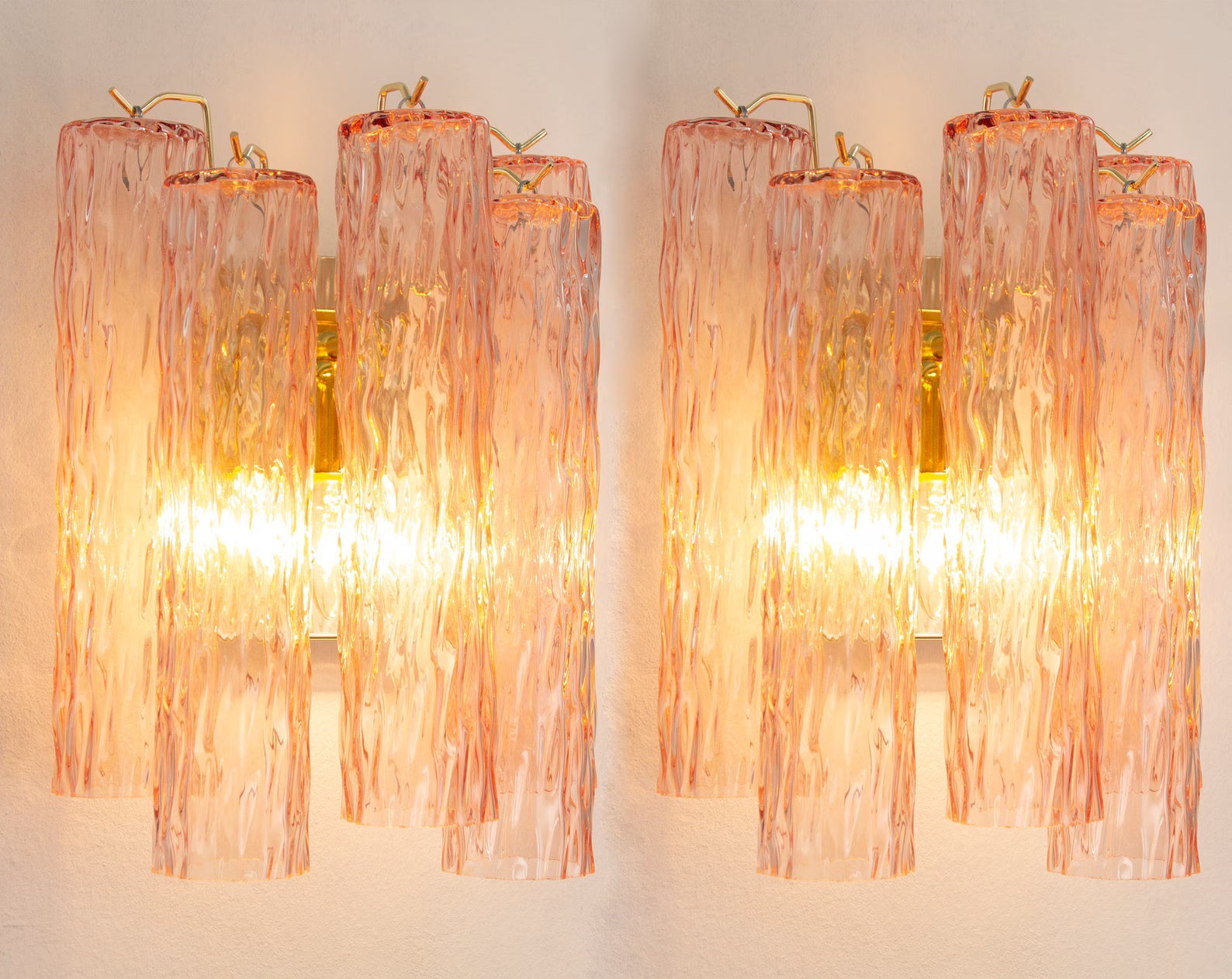 Murano Pink Tubi Wall Sconce – Set of 2