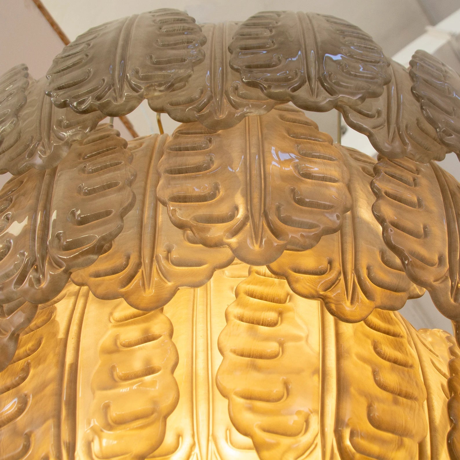 Murano Leaves Chandelier Ø105 – Smoke Glass