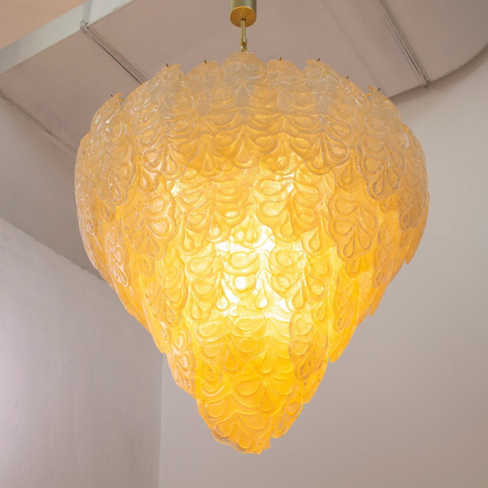 Murano Leaves Chandelier Ø105 – Amber Glass