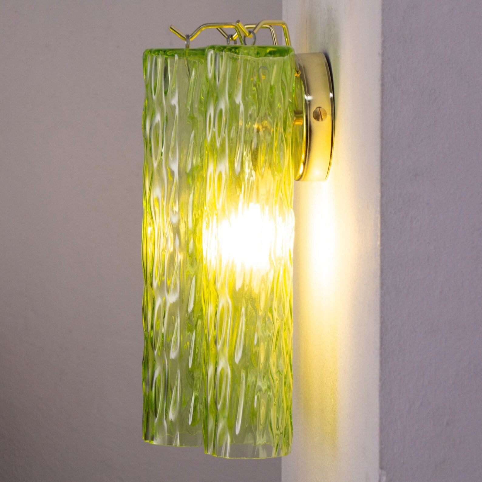 Murano Apple Green Tronchi Wall Lamps – Set of 2