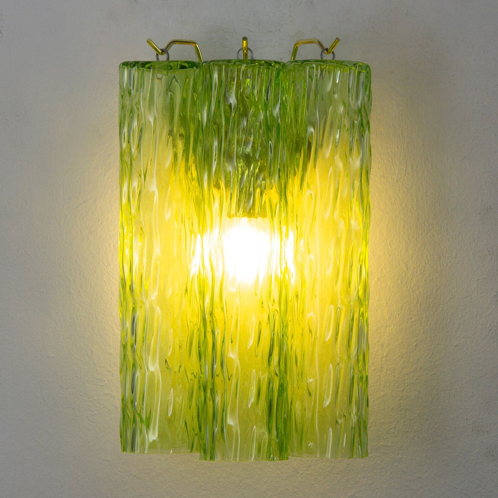 Murano Apple Green Tronchi Wall Lamps – Set of 2