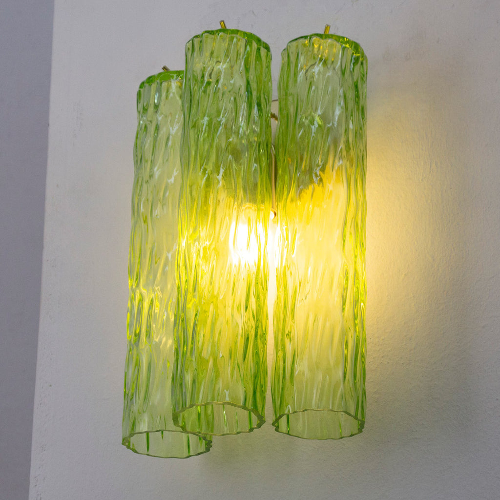 Murano Apple Green Tronchi Wall Lamps – Set of 2