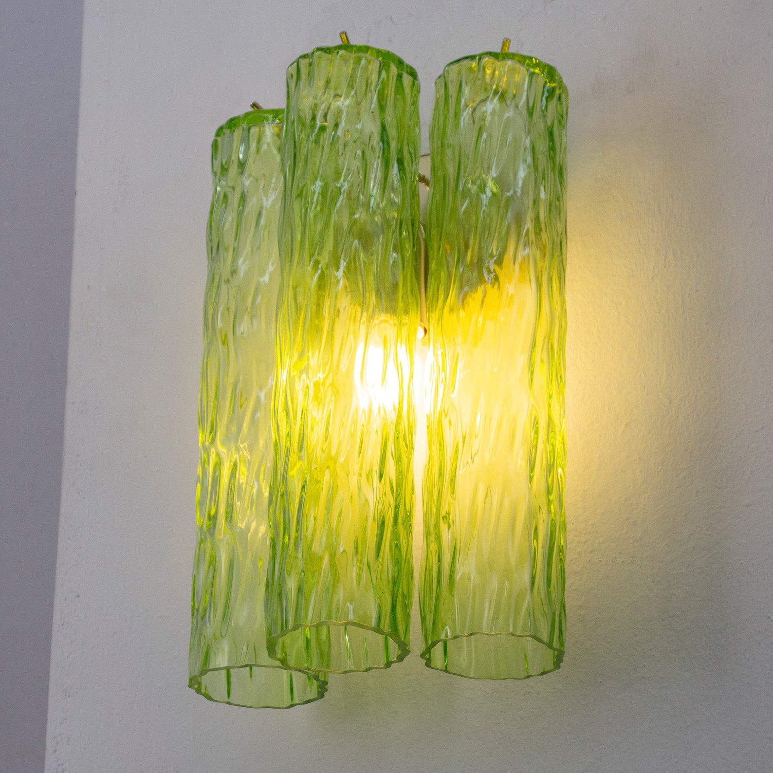 Murano Apple Green Tronchi Wall Lamps – Set of 2
