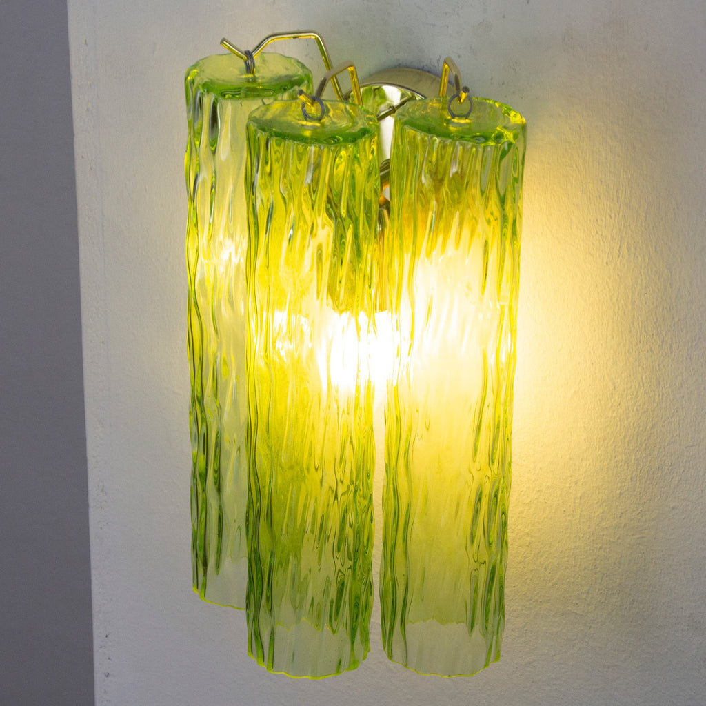 Murano Apple Green Tronchi Wall Lamps – Set of 2