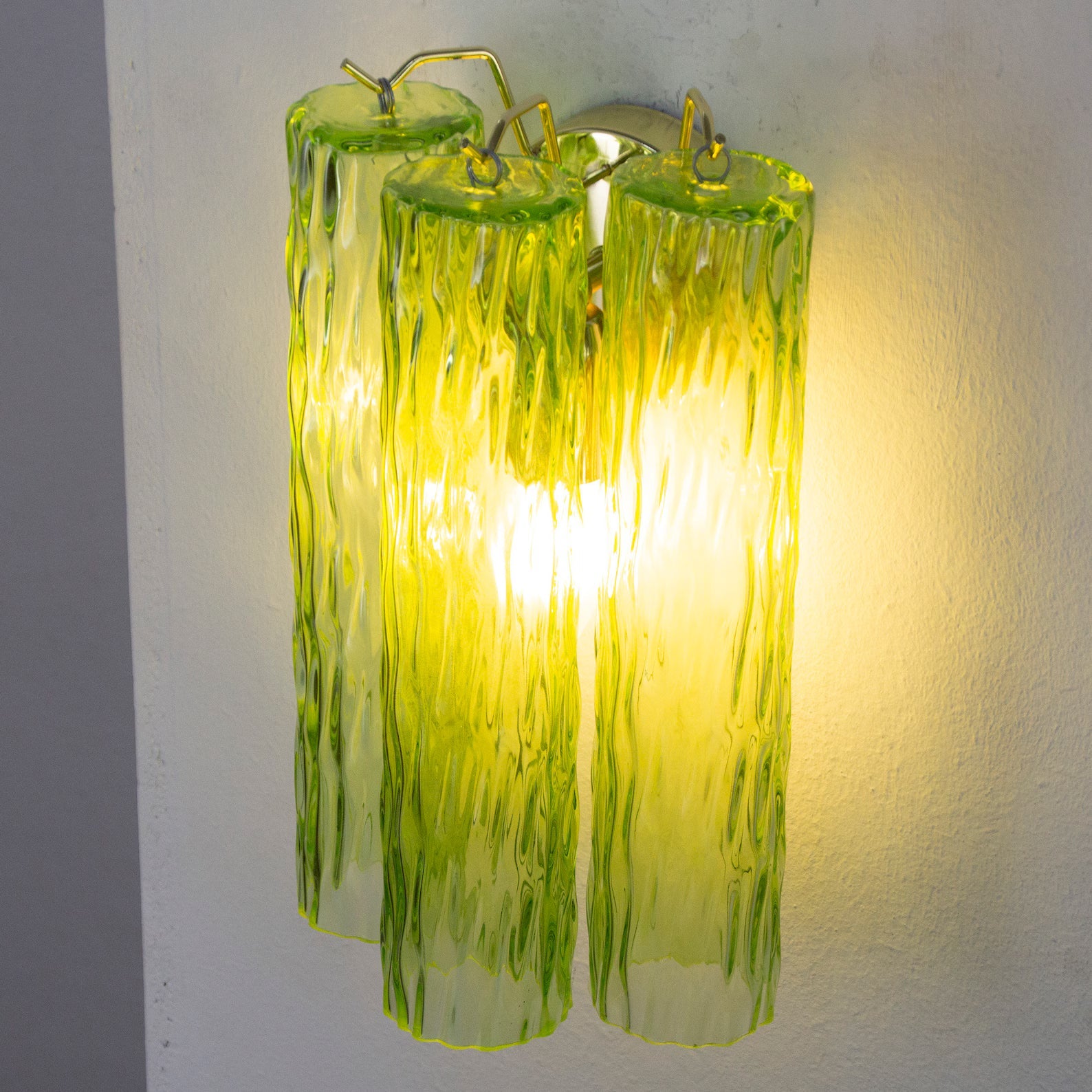 Murano Apple Green Tronchi Wall Lamps – Set of 2