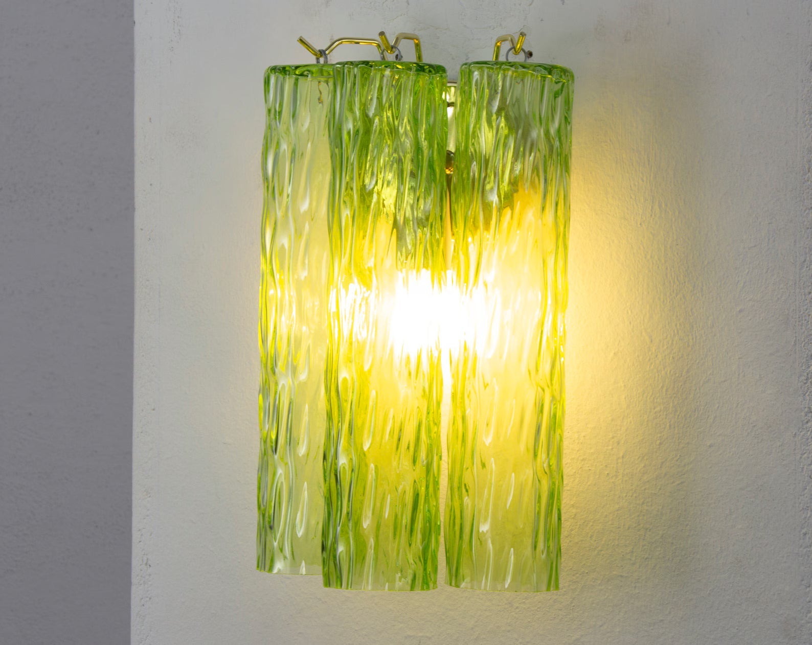 Murano Apple Green Tronchi Wall Lamps – Set of 2