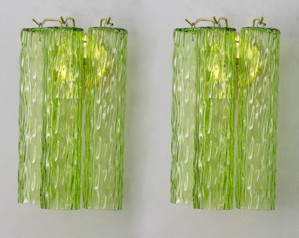 Murano Apple Green Tronchi Wall Lamps – Set of 2