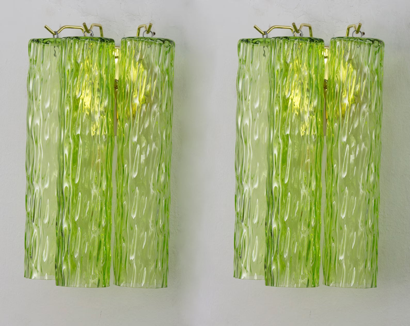 Murano Apple Green Tronchi Wall Lamps – Set of 2
