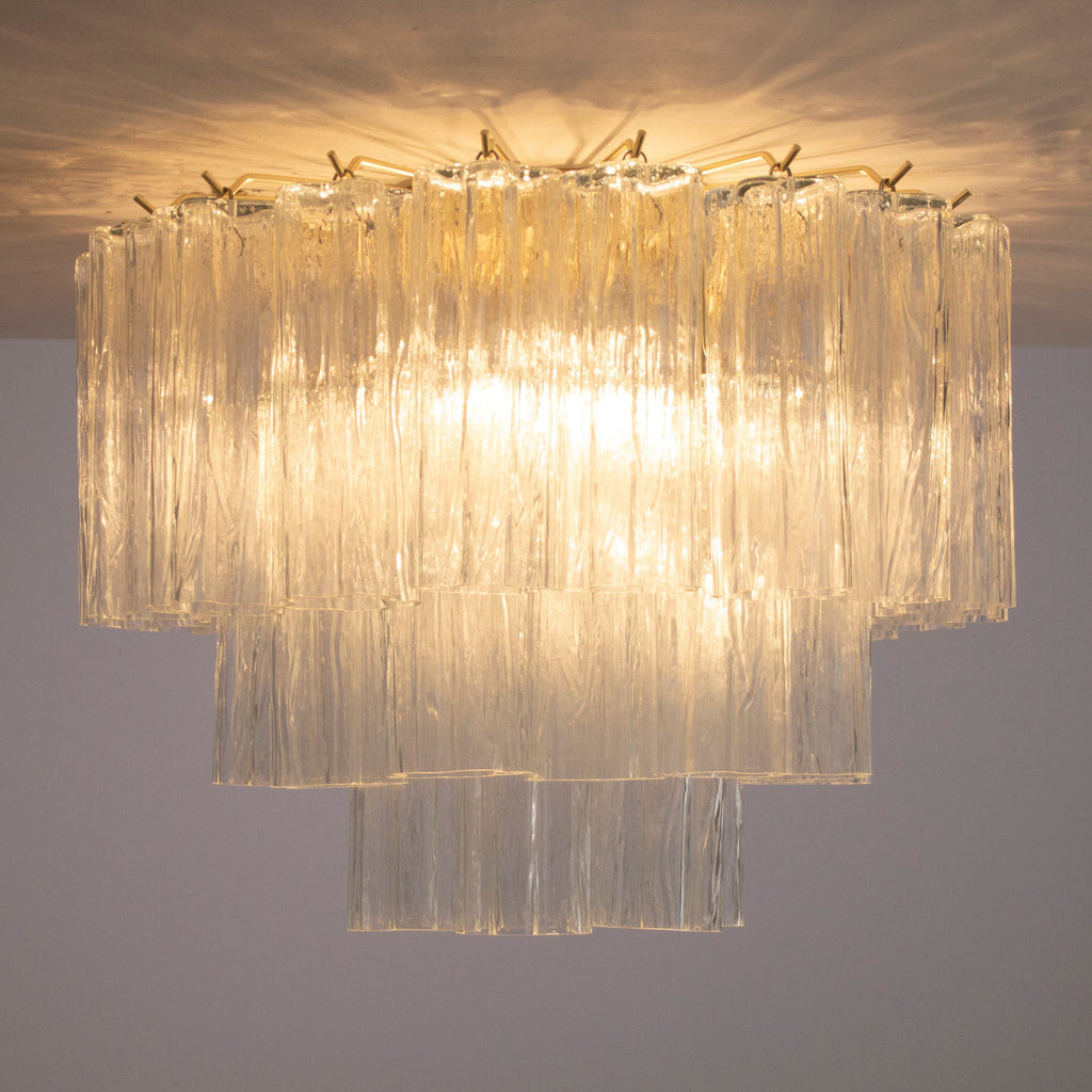 Murano Clear Tronchi Flush Chandelier Ø50
