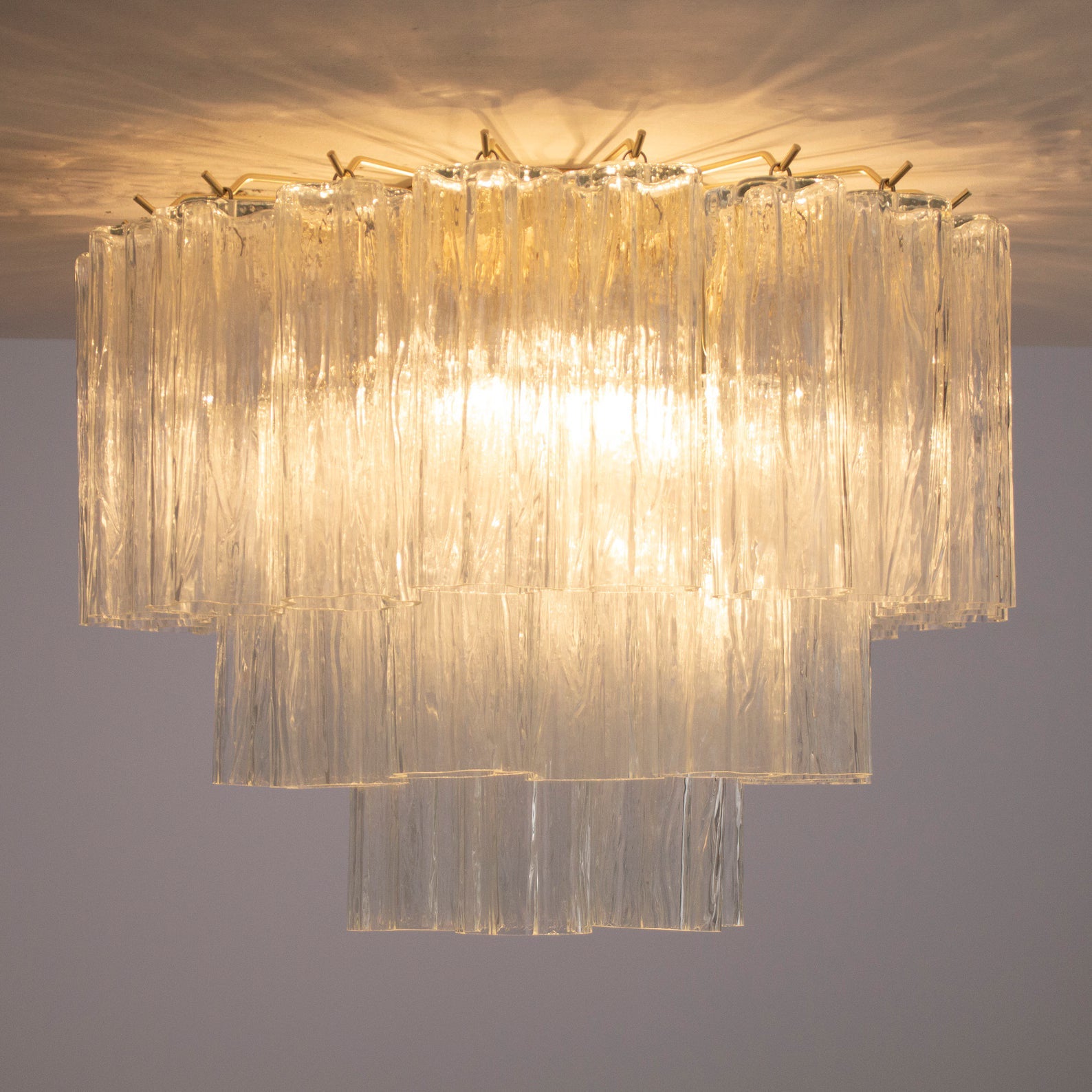 Murano Clear Tronchi Flush Chandelier Ø50