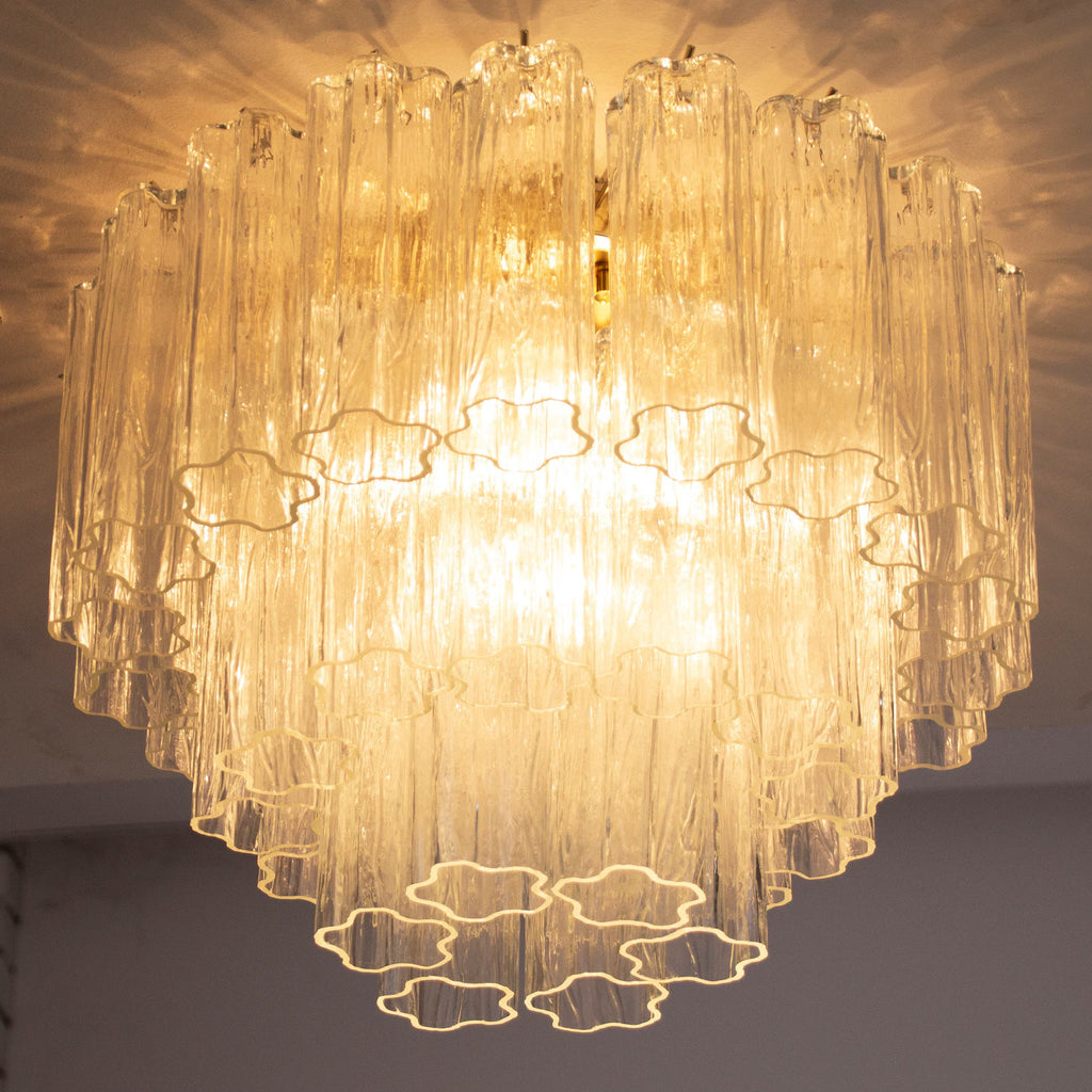 Murano Clear Tronchi Flush Chandelier Ø50