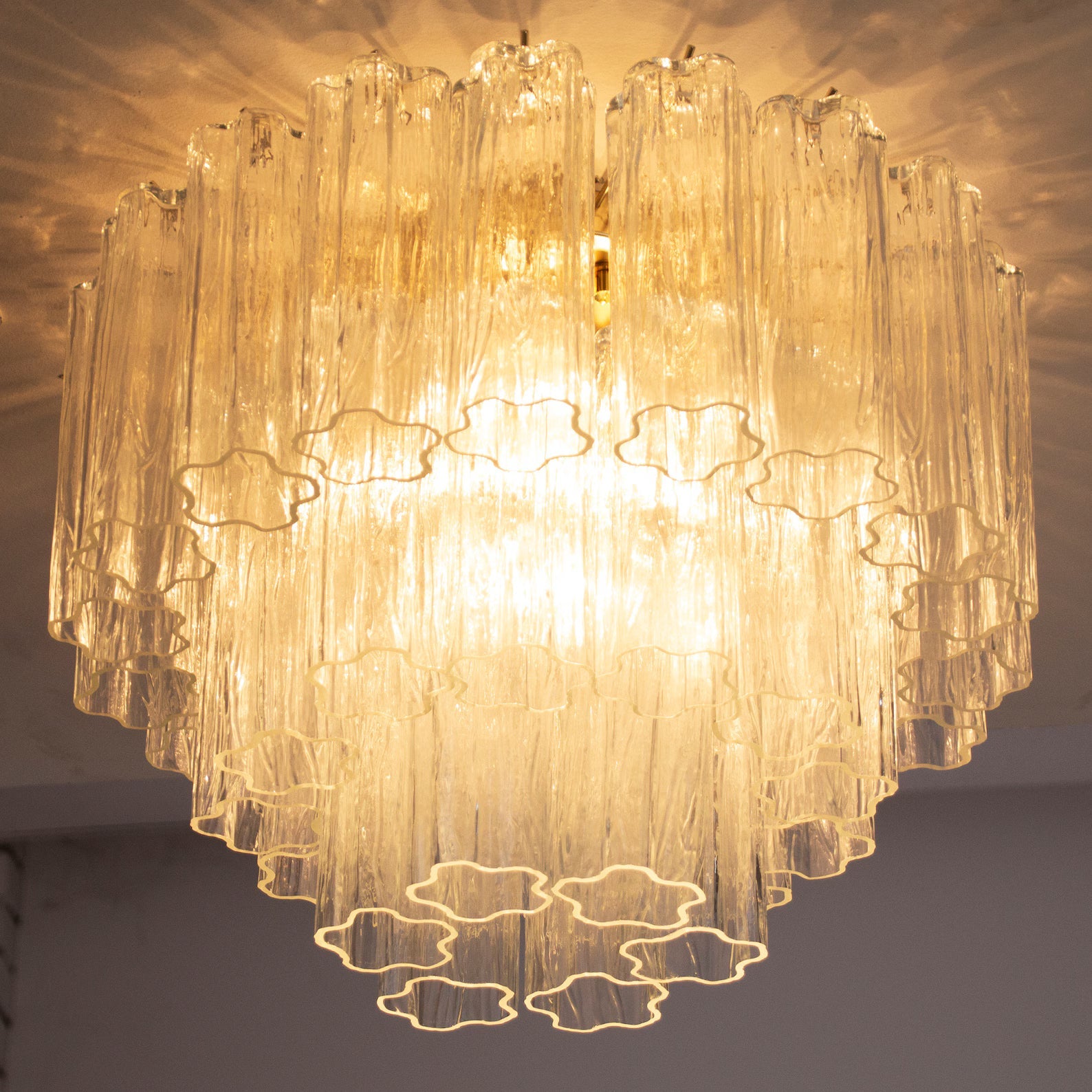 Murano Clear Tronchi Flush Chandelier Ø50