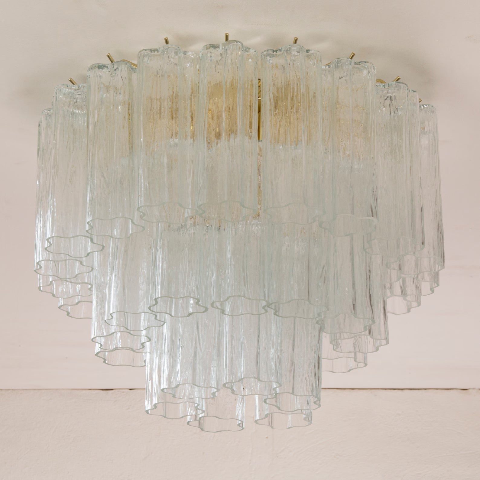 Murano Clear Tronchi Flush Chandelier Ø50