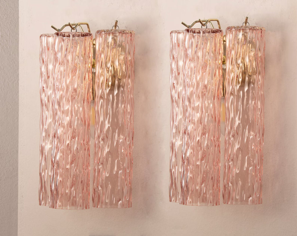 Murano Pink Tronchi Wall Lamps – Set of 2