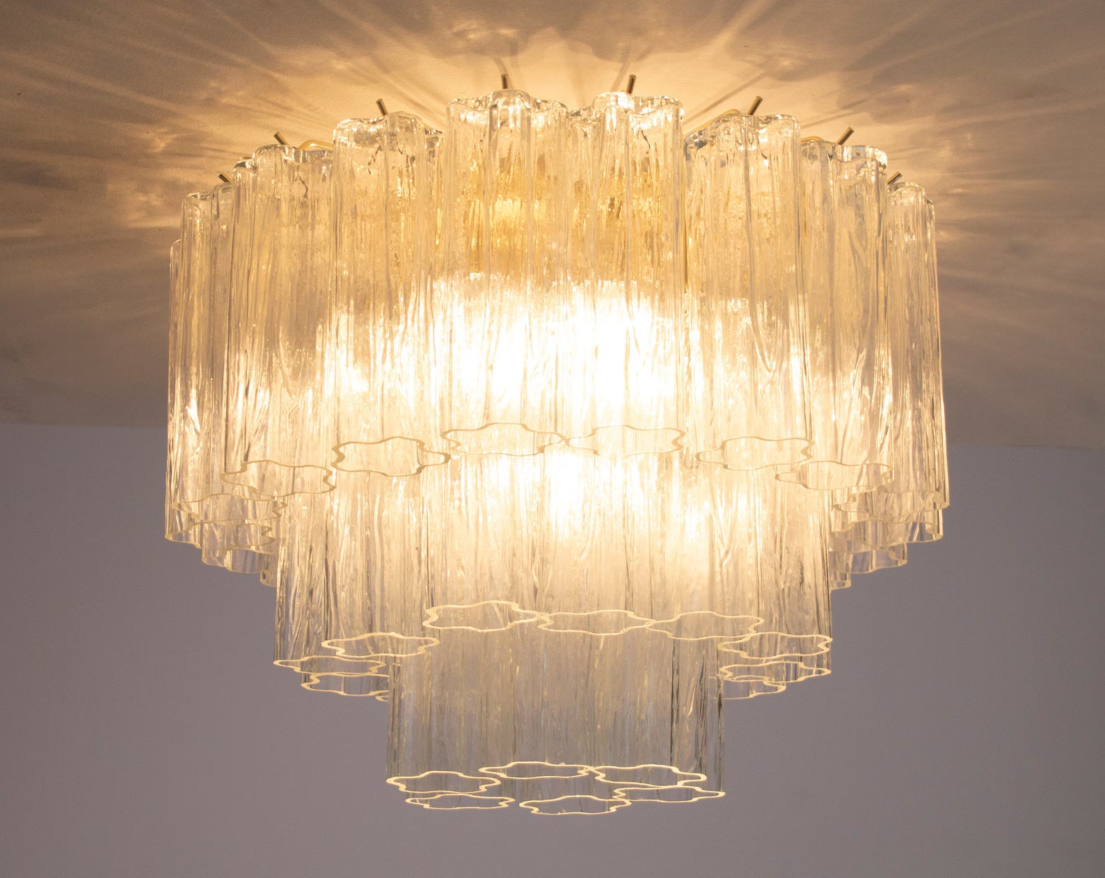 Murano Clear Tronchi Flush Chandelier Ø50
