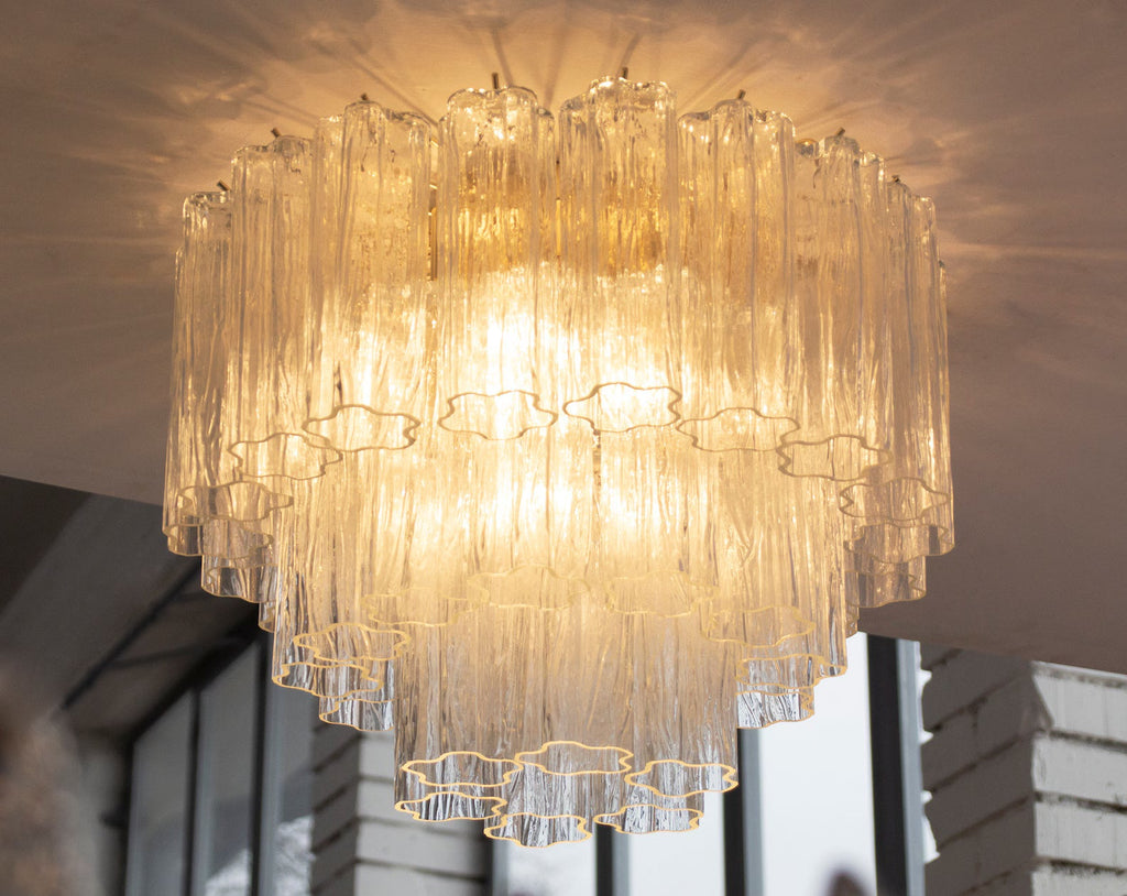 Murano Clear Tronchi Flush Chandelier Ø50