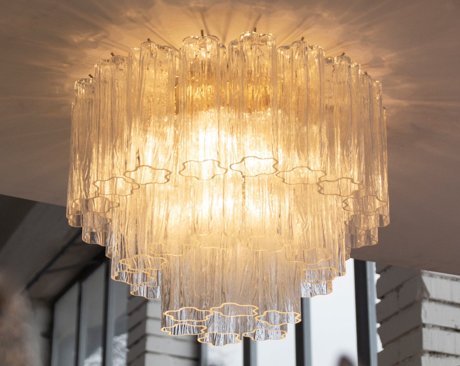 Murano Clear Tronchi Flush Chandelier Ø50