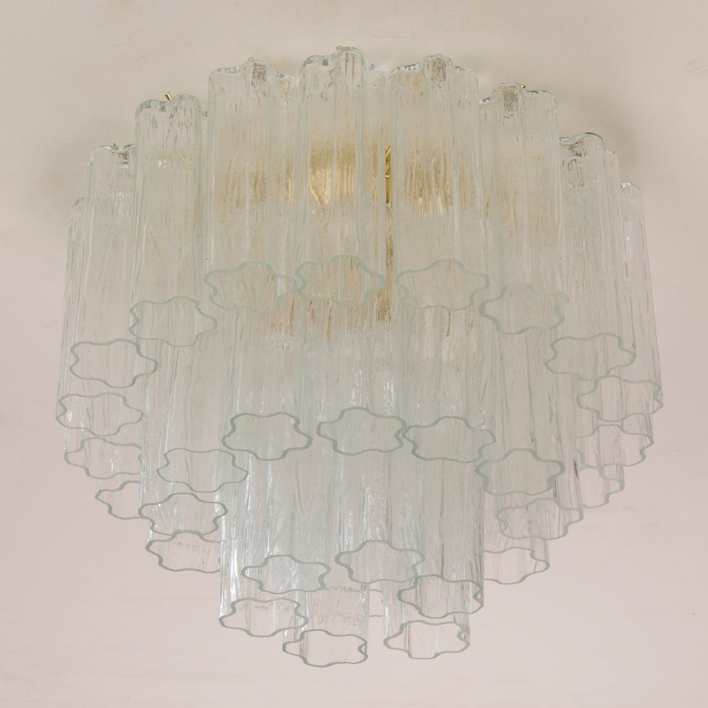 Murano Clear Tronchi Flush Chandelier Ø50