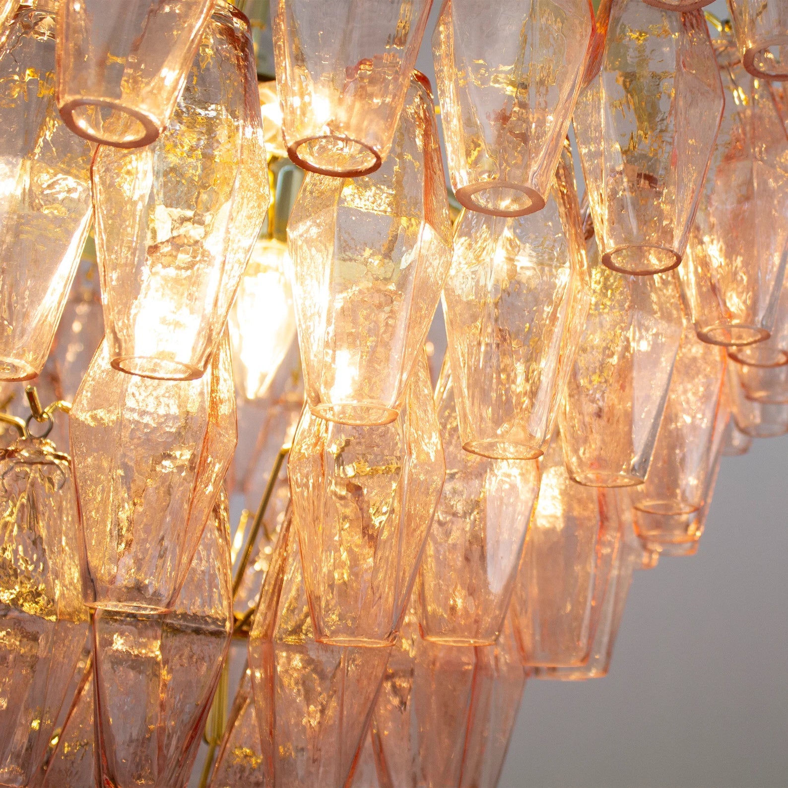 Murano Cipria Pink Poliedri Chandelier Ø75