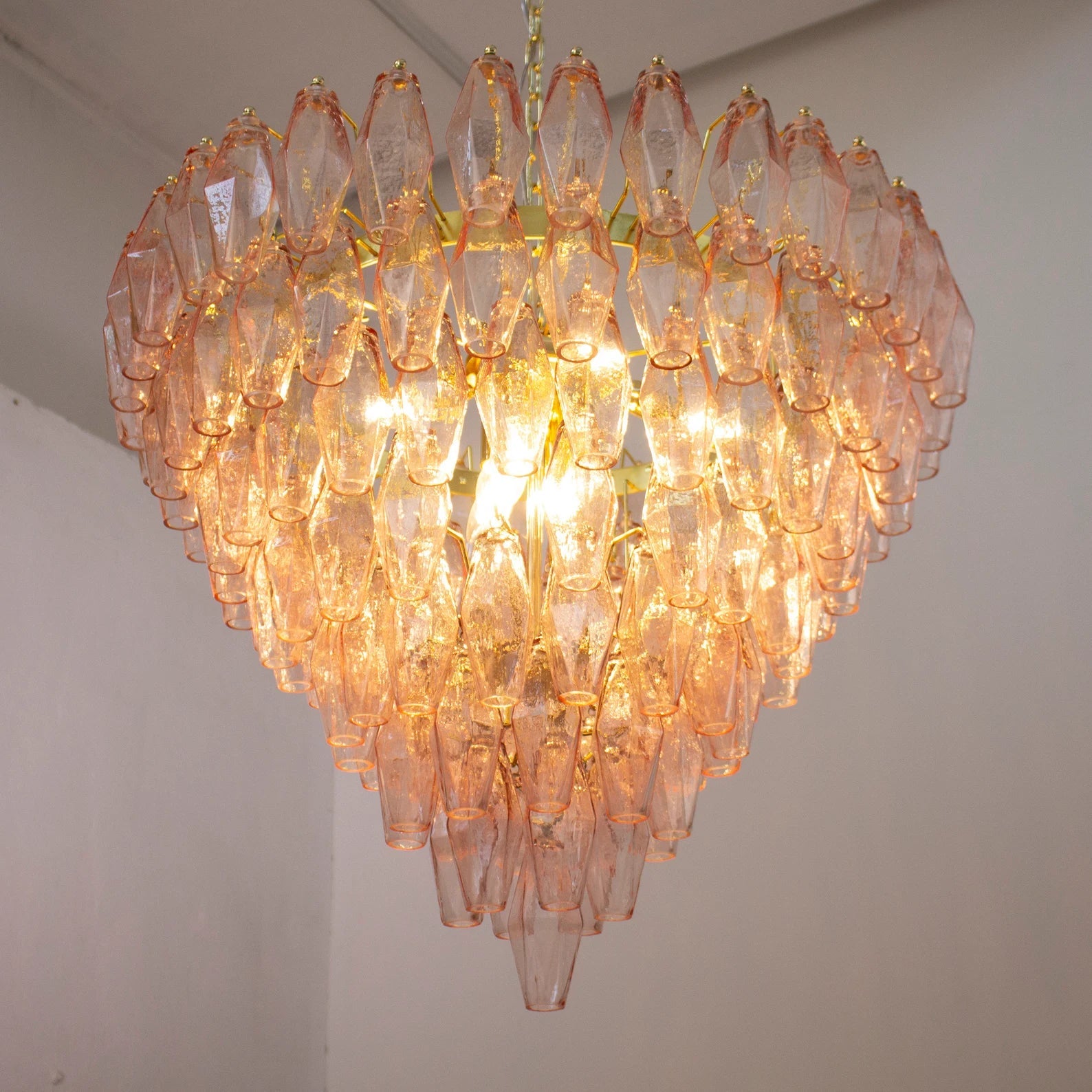 Murano Cipria Pink Poliedri Chandelier Ø75
