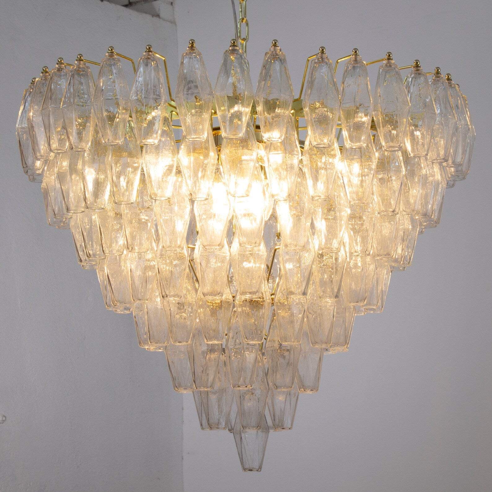 Murano Clear Poliedri Chandelier Ø75