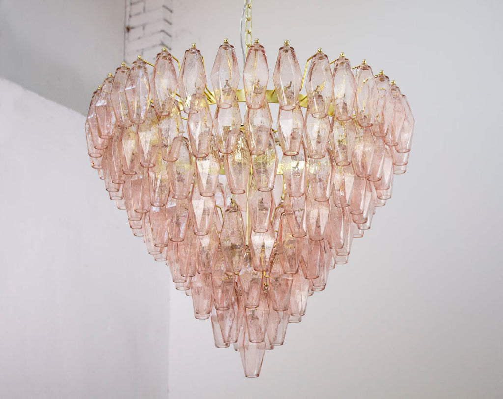 Murano Cipria Pink Poliedri Chandelier Ø75