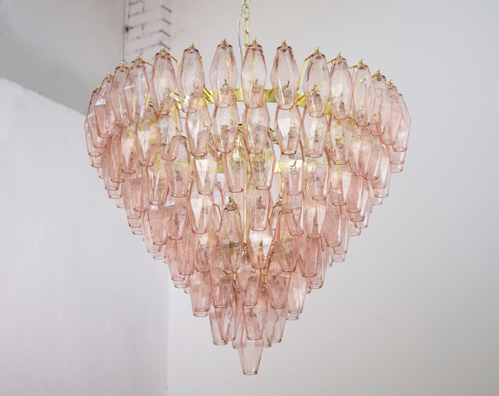 Murano Cipria Pink Poliedri Chandelier Ø75