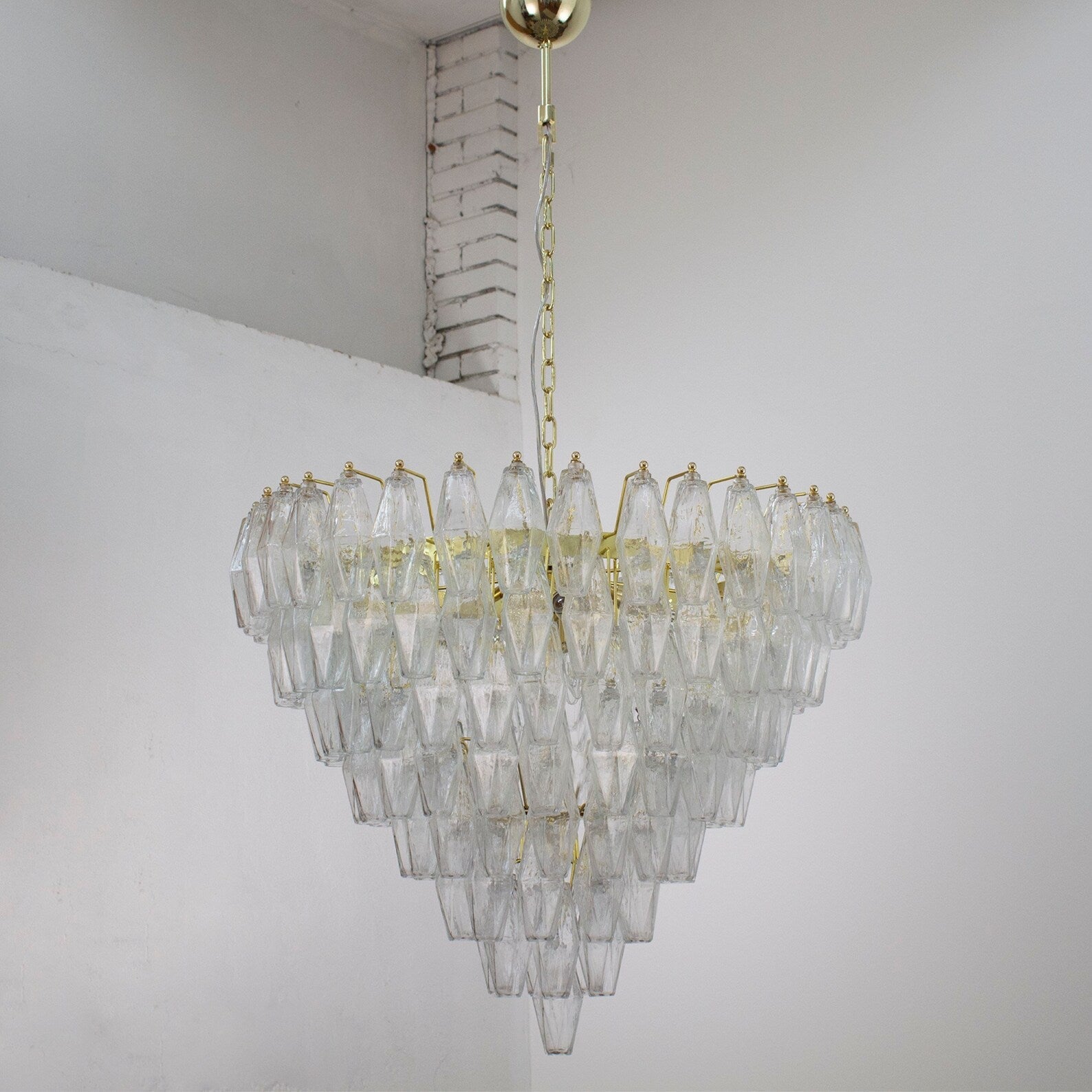 Murano Clear Poliedri Chandelier Ø75