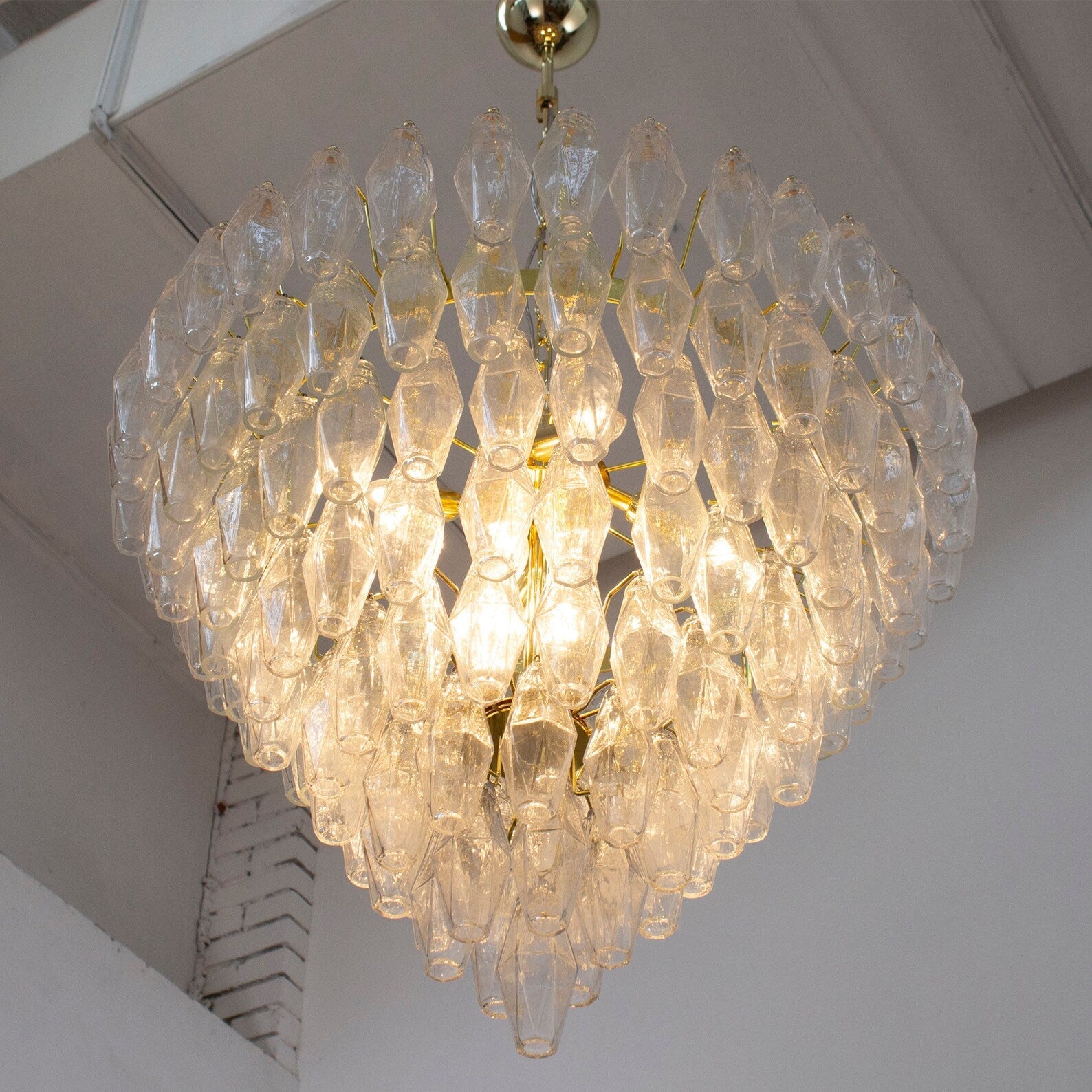 Murano Clear Poliedri Chandelier Ø75