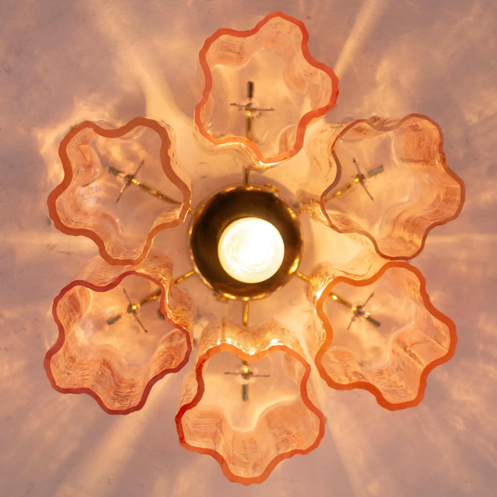 Murano Pink Tronchi Taklampe 6 Tubes
