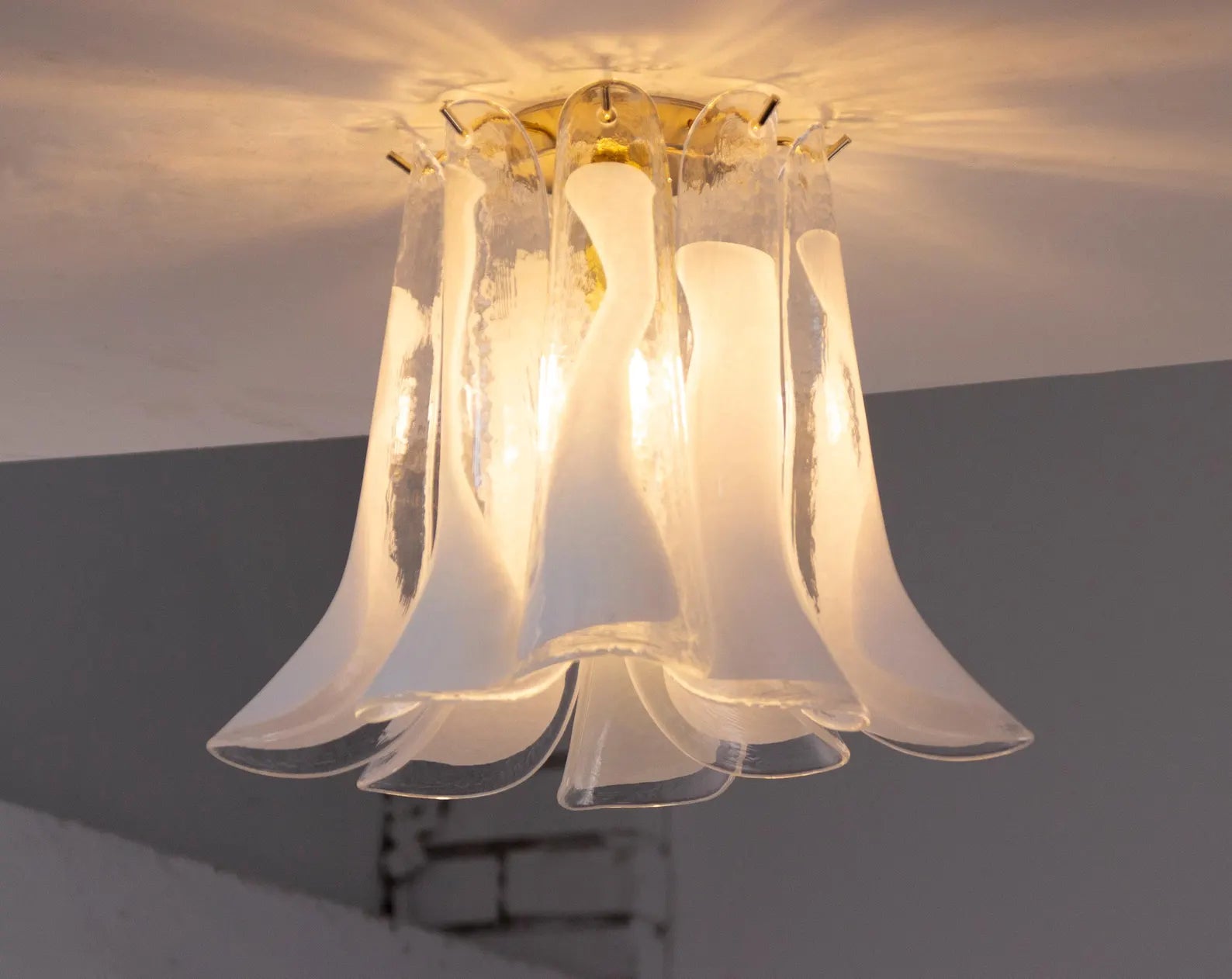 Murano Petali Ceiling Lamp Ø33 – Crystal & White Glass