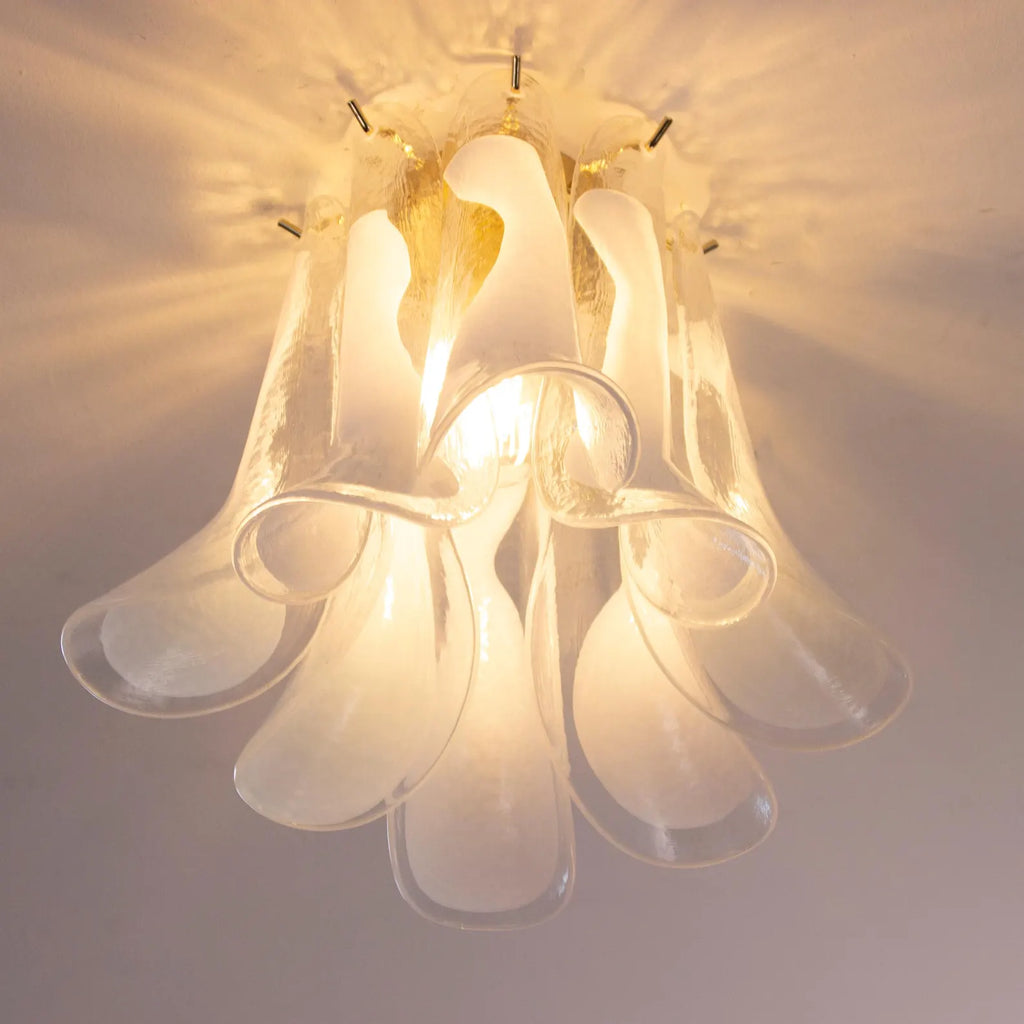 Murano Petali Ceiling Lamp Ø33 – Crystal & White Glass