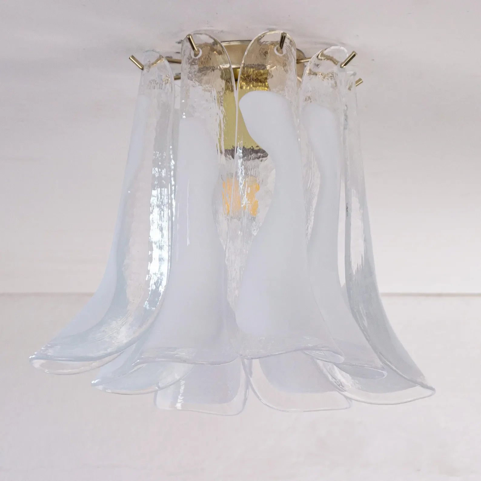 Murano Petali Ceiling Lamp Ø33 – Crystal & White Glass