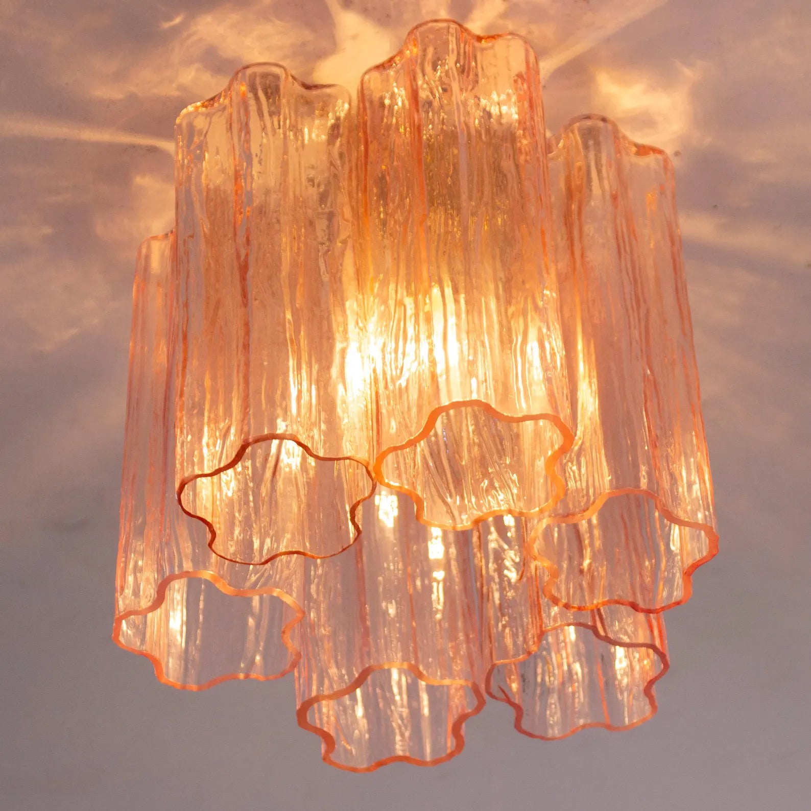 Murano Pink Tronchi Taklampe 6 Tubes