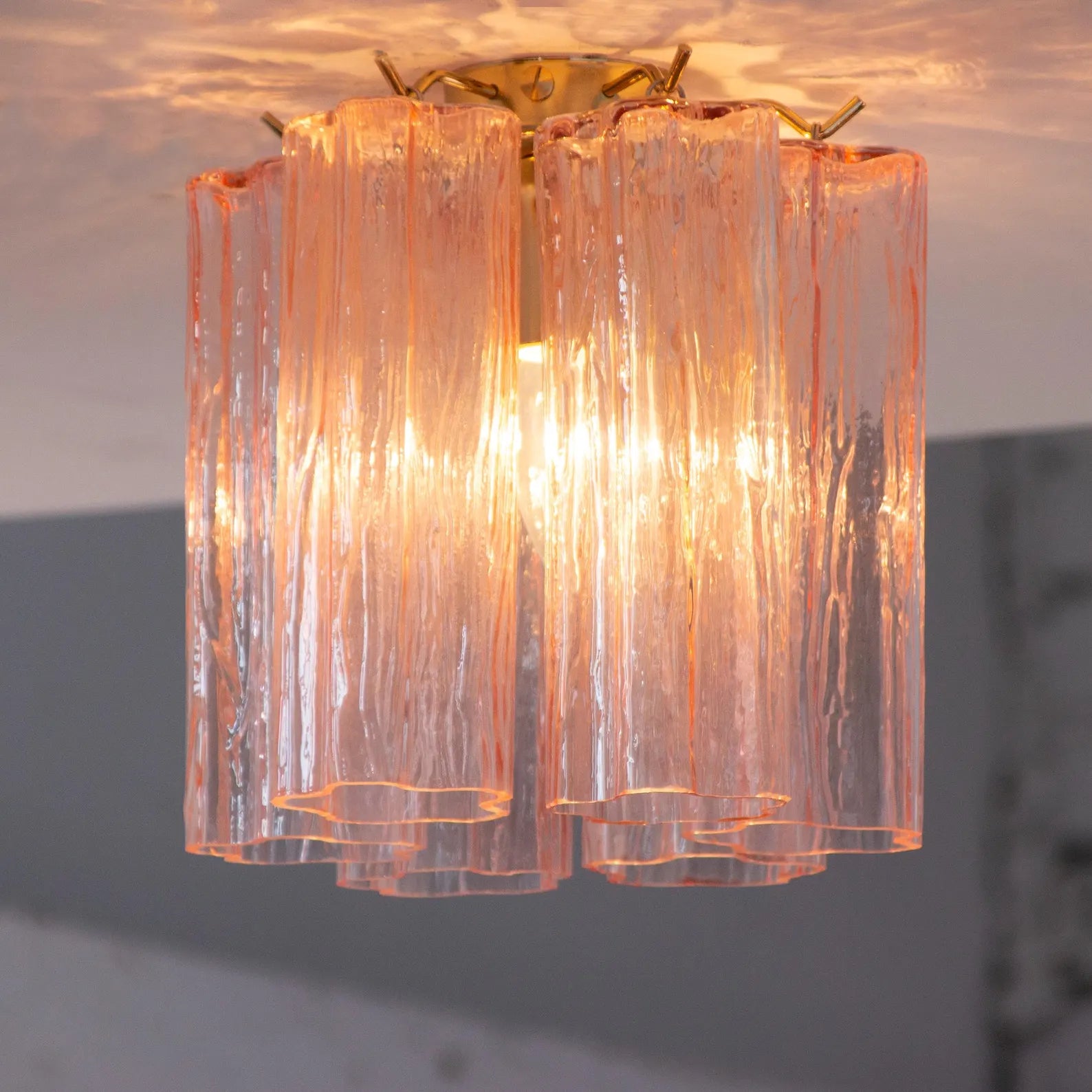 Murano Pink Tronchi Taklampe 6 Tubes