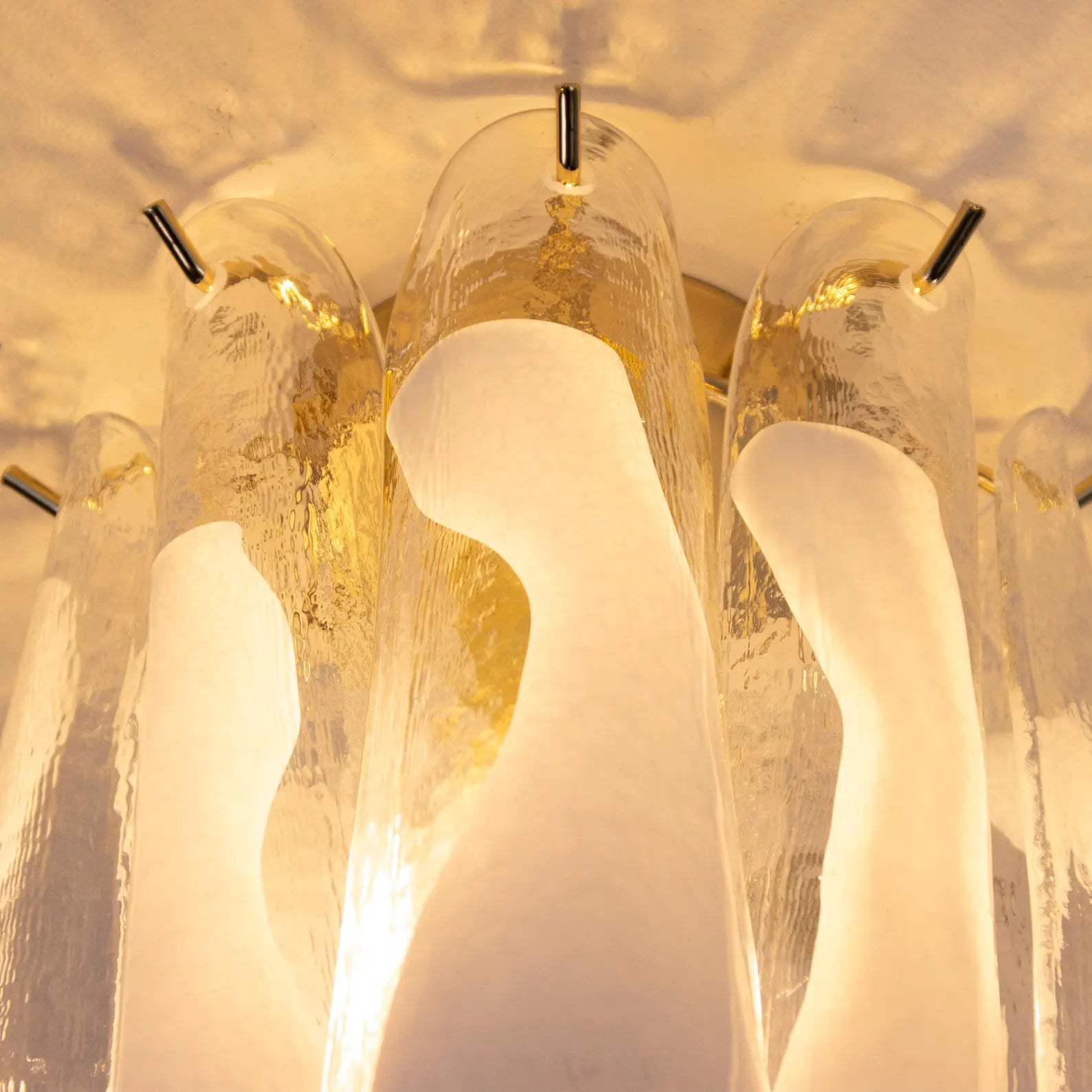 Murano Petali Ceiling Lamp Ø33 – Crystal & White Glass
