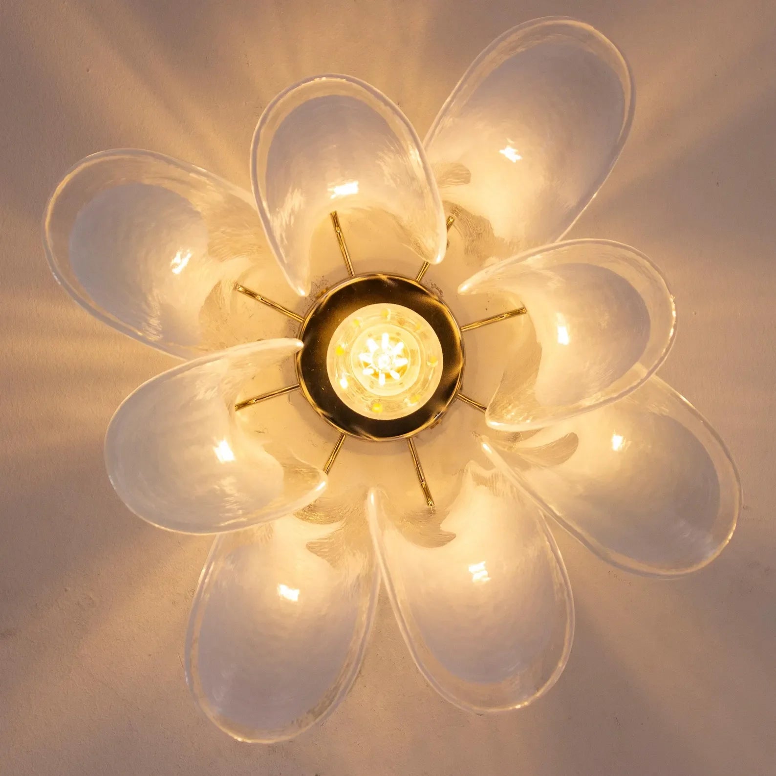 Murano Petali Ceiling Lamp Ø33 – Crystal & White Glass