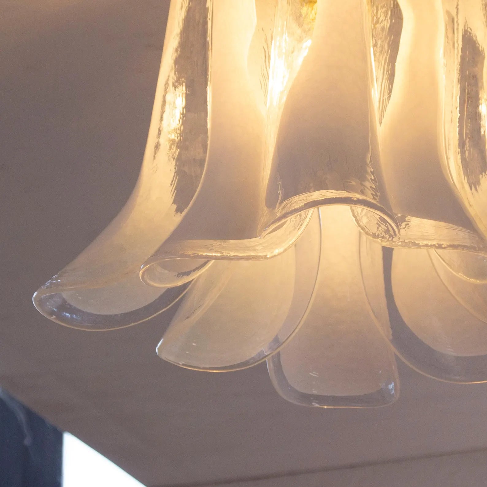 Murano Petali Ceiling Lamp Ø33 – Crystal & White Glass