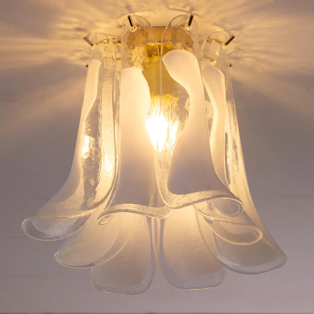 Murano Petali Ceiling Lamp Ø33 – Crystal & White Glass